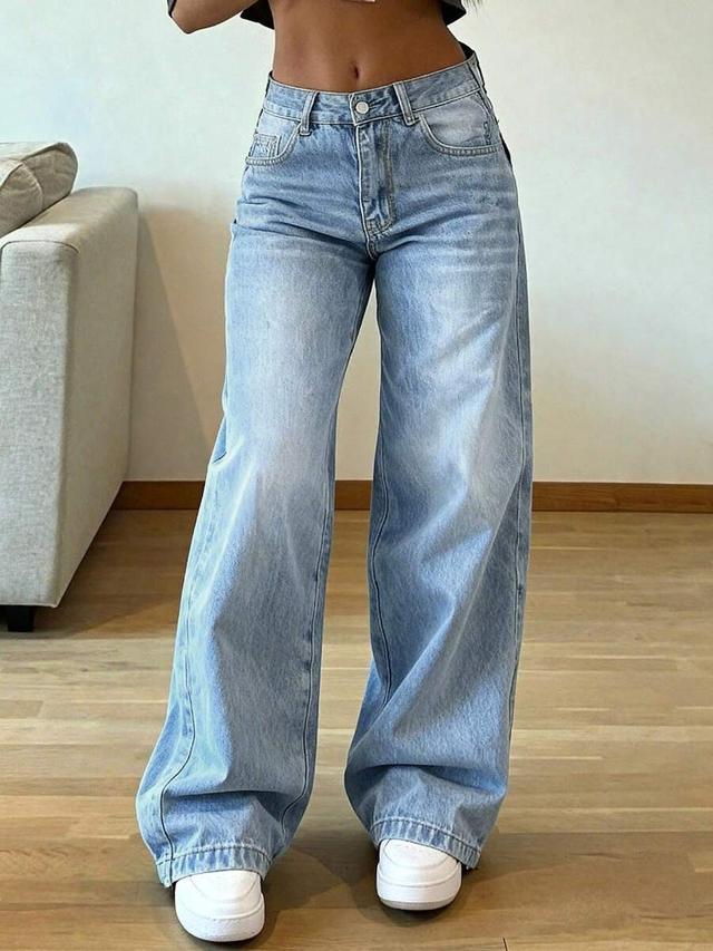 light wash wide leg denim jeans
