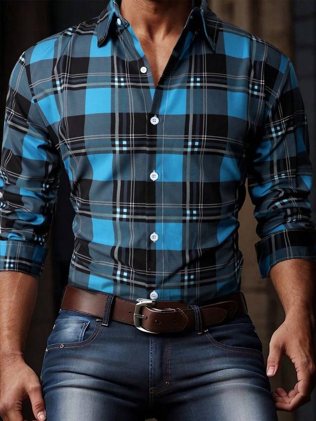 manfinity nomadique men's plaid long sleeve casual shirt
