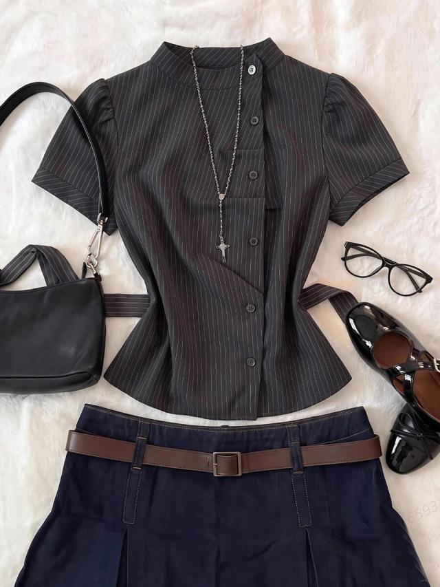 attitoon women's summer casual striped shirt
