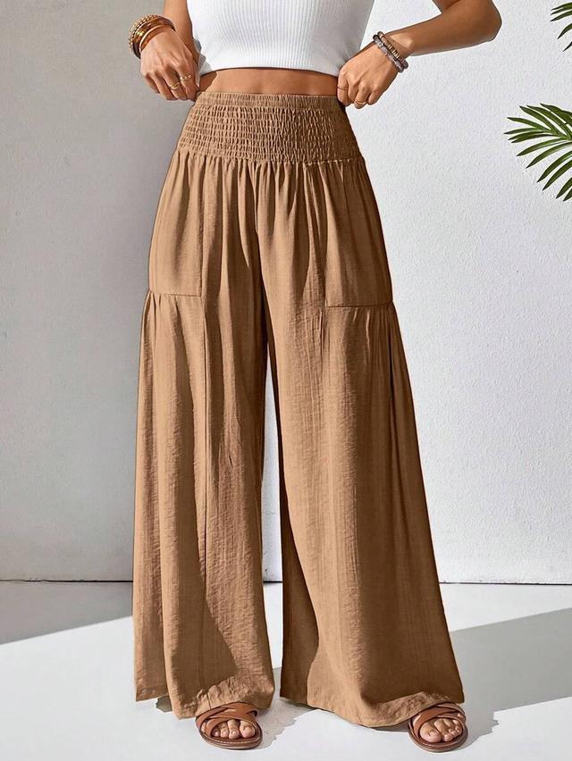 brown casual loose wide leg pants