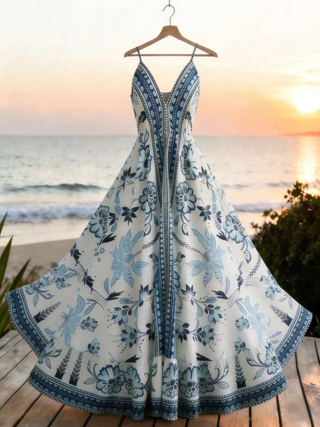 floral print halter neck maxi dress with ruffle hem