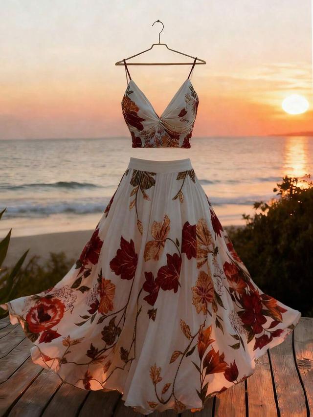 floral print camisole and maxi skirt set