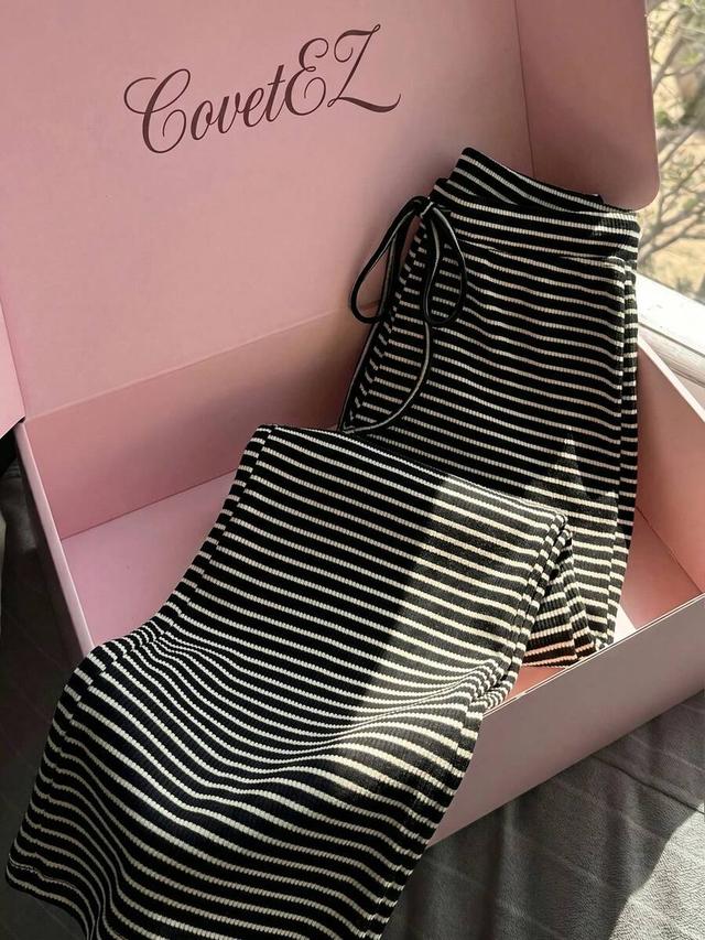 striped black and white loungewear trousers