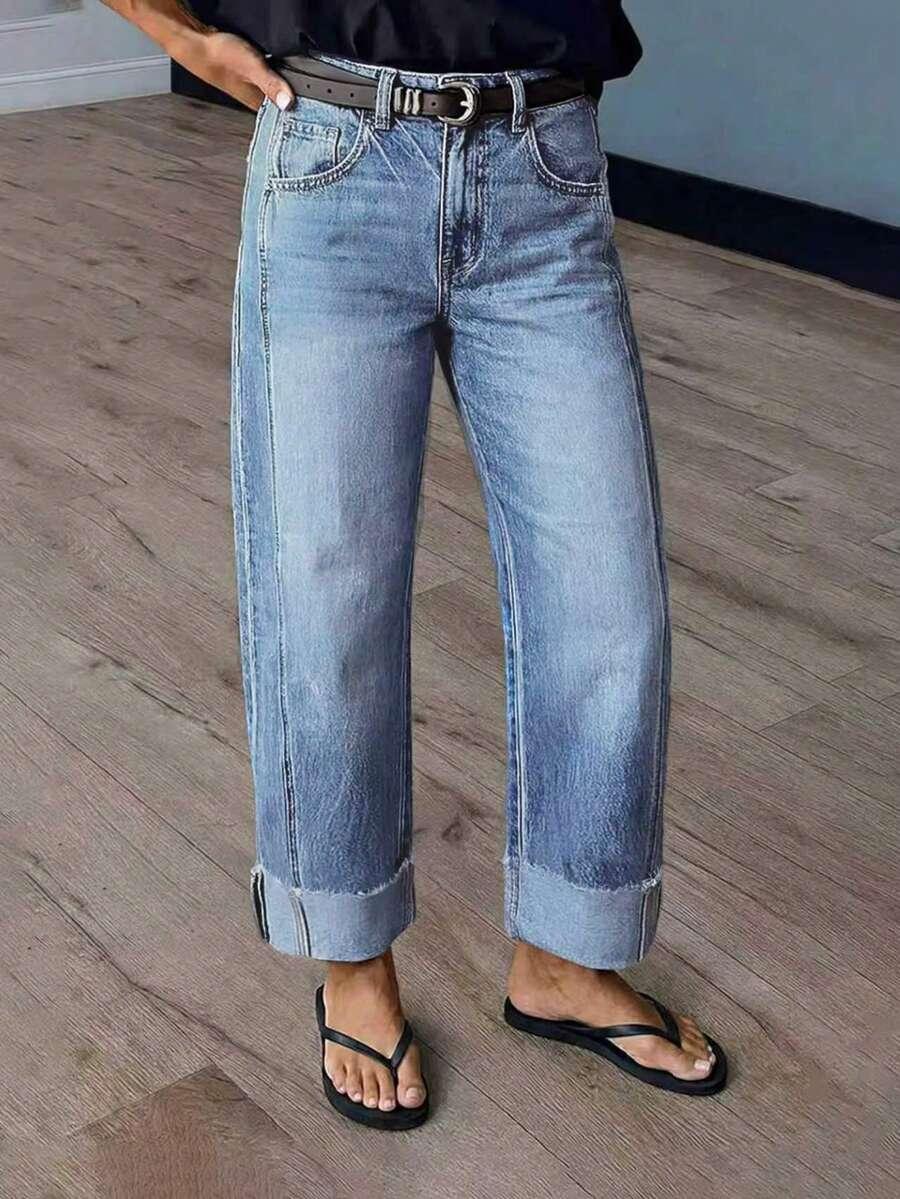 light wash denim jeans with side panel detail