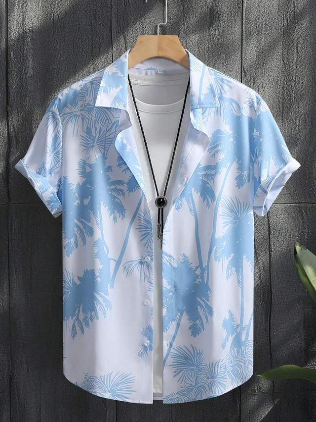 men's summer vacation palm tree print casual shirt