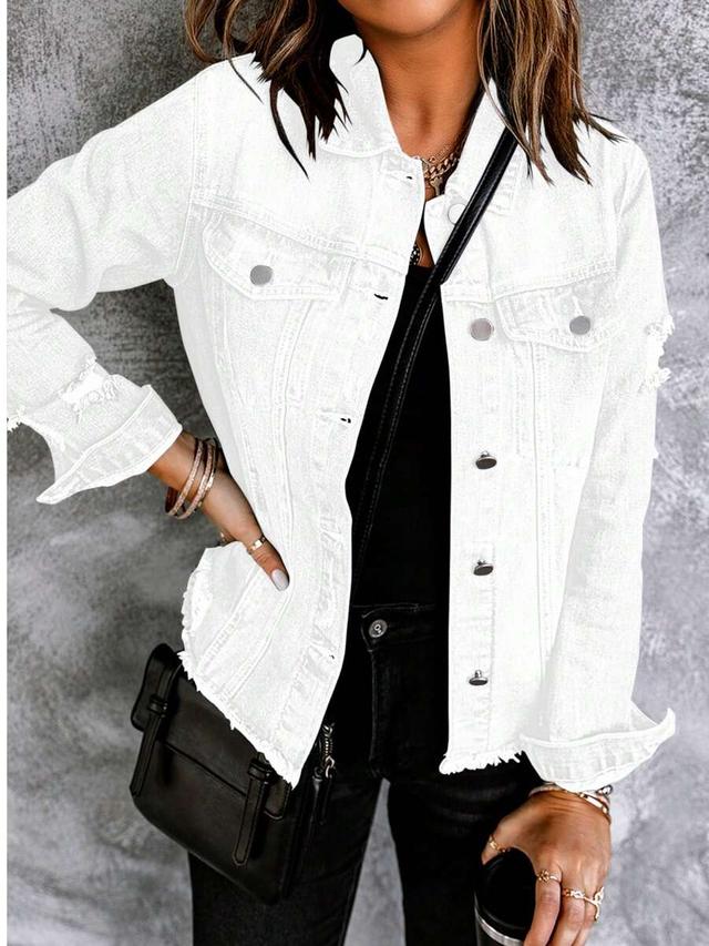 white distressed denim boyfriend jacket