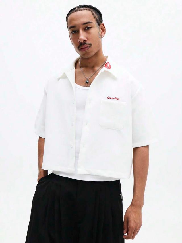 sumwon short sleeve button down shirt with chest logo
