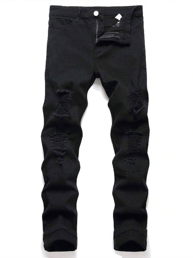 black ripped skinny cotton denim jeans