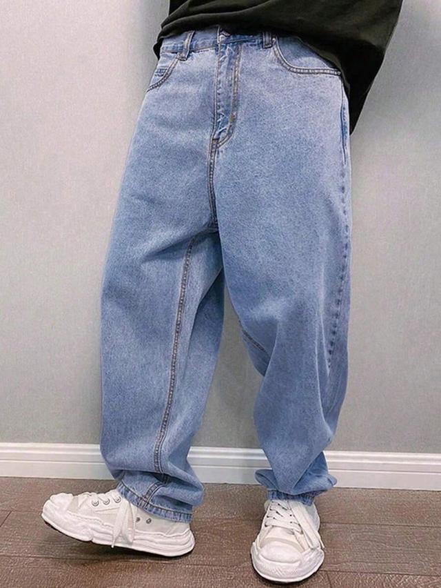 quarkem men's solid color jeans with slanted pockets