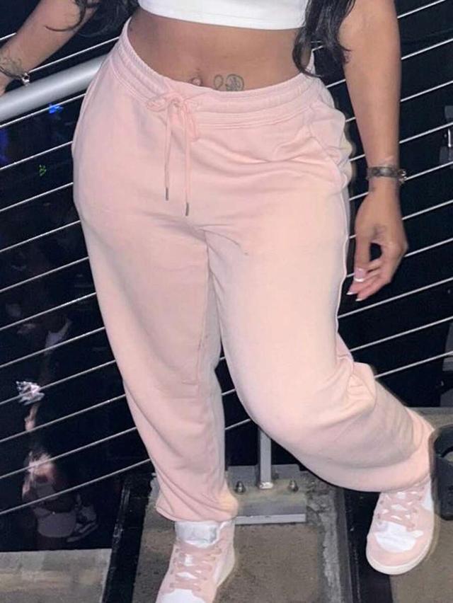 light pink drawstring waist casual sweatpants