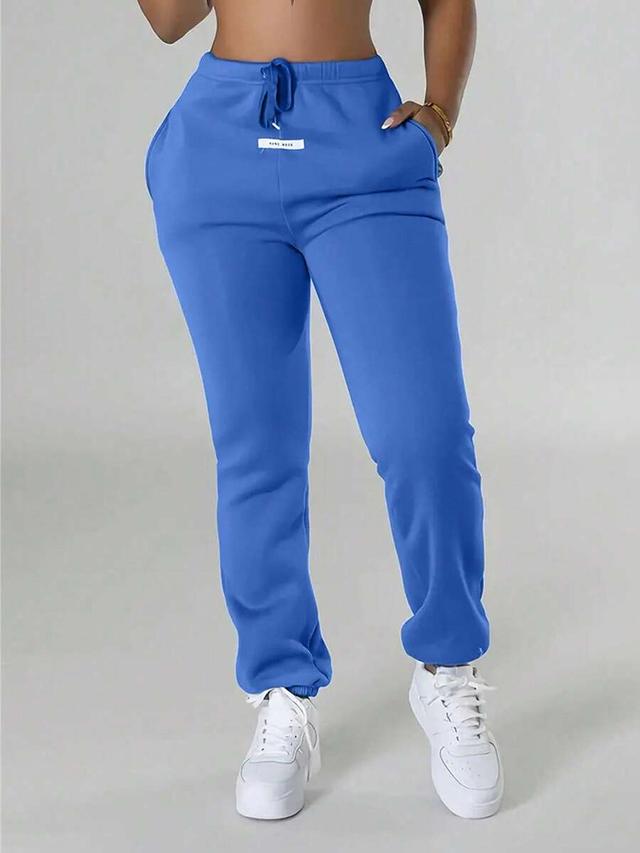 royal blue drawstring waist cuffed hem sweatpants