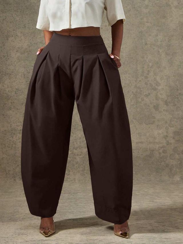 vixey high waist pleated detail barrel leg office pants