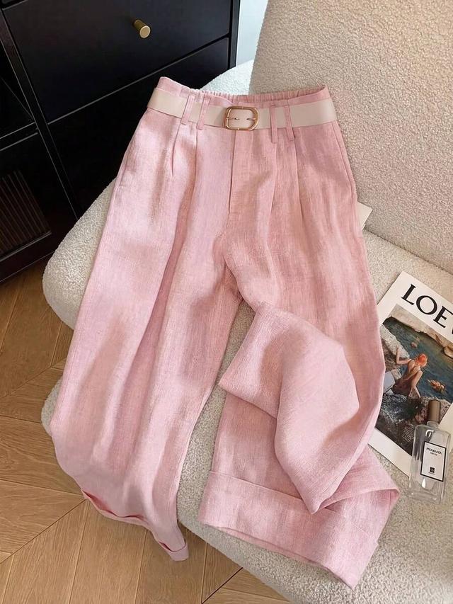 gloweve women's elegant light pink cuffed hem pants