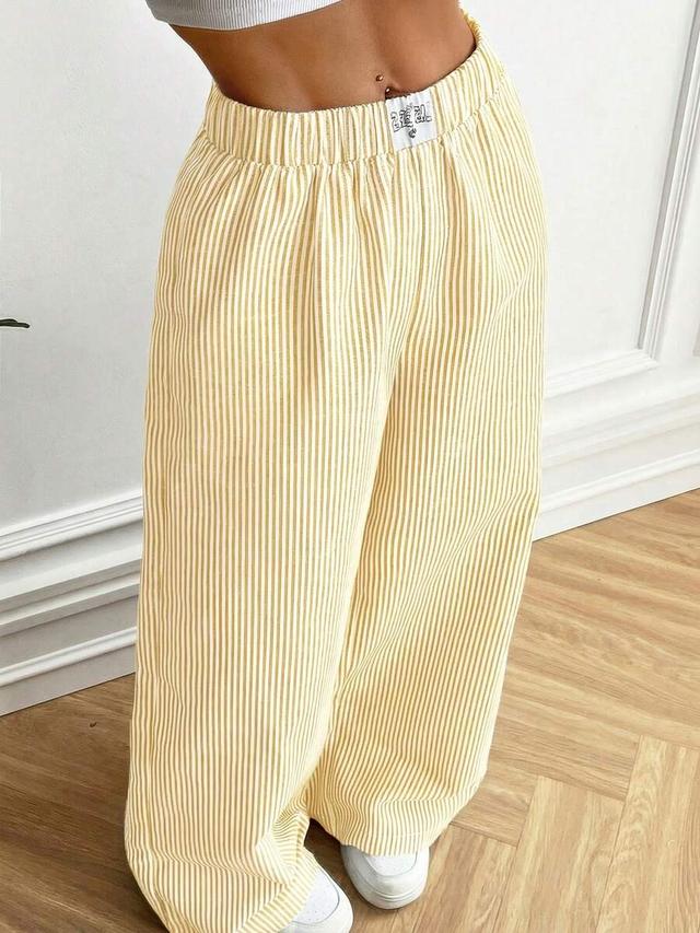 covetez 2026 spring women's yellow striped woven pants