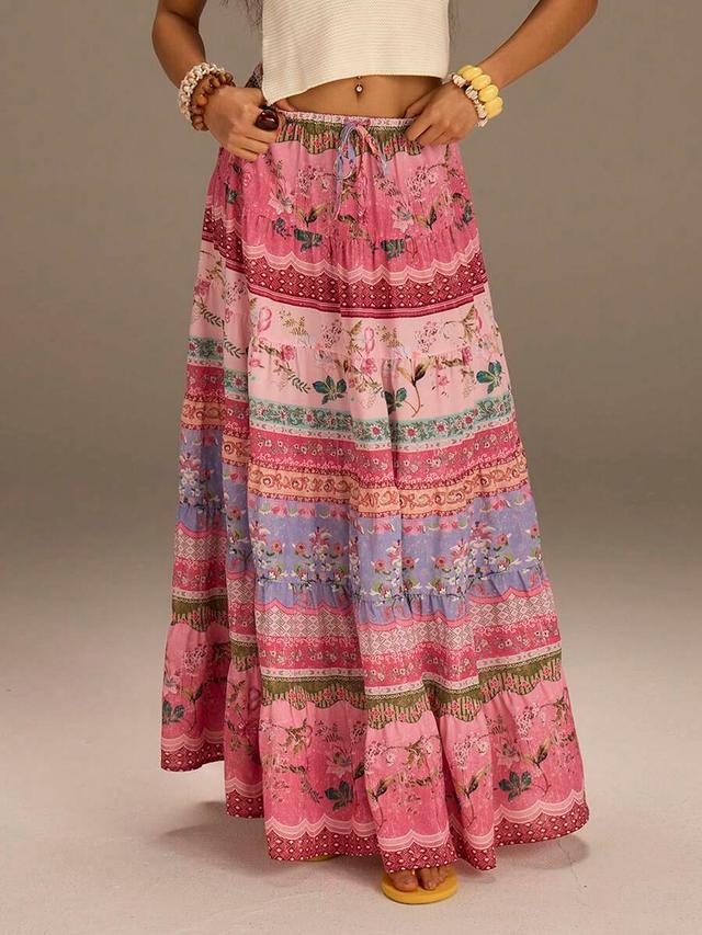 athîral women's casual floral print a-line skirt