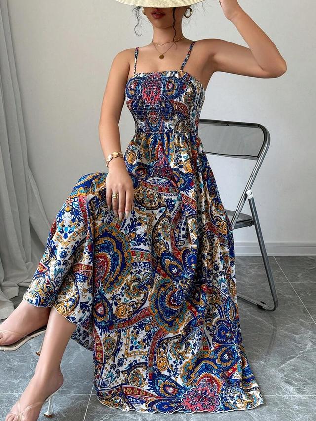 breezaya paisley print spaghetti strap maxi dress