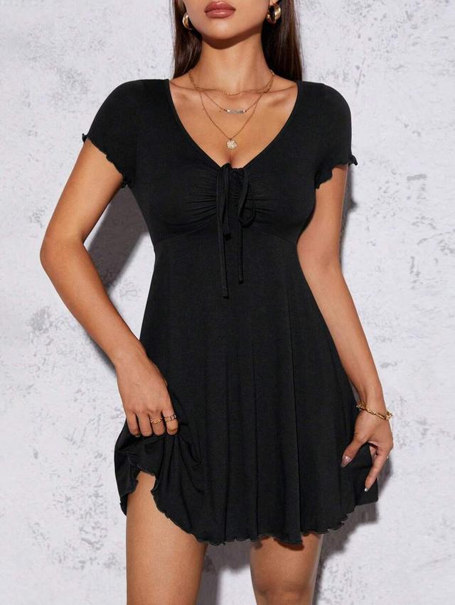 black lettuce edge jersey mini dress