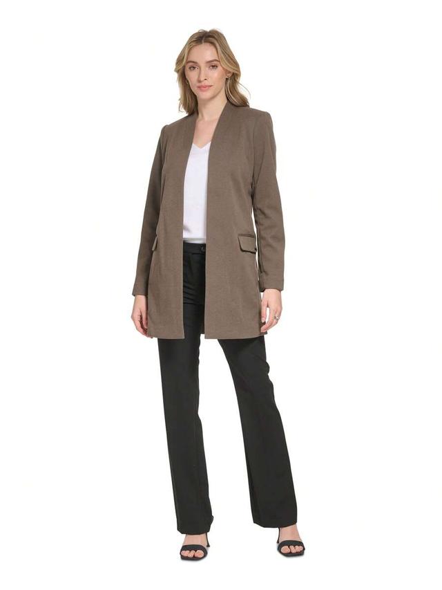 brown twill open front jacket