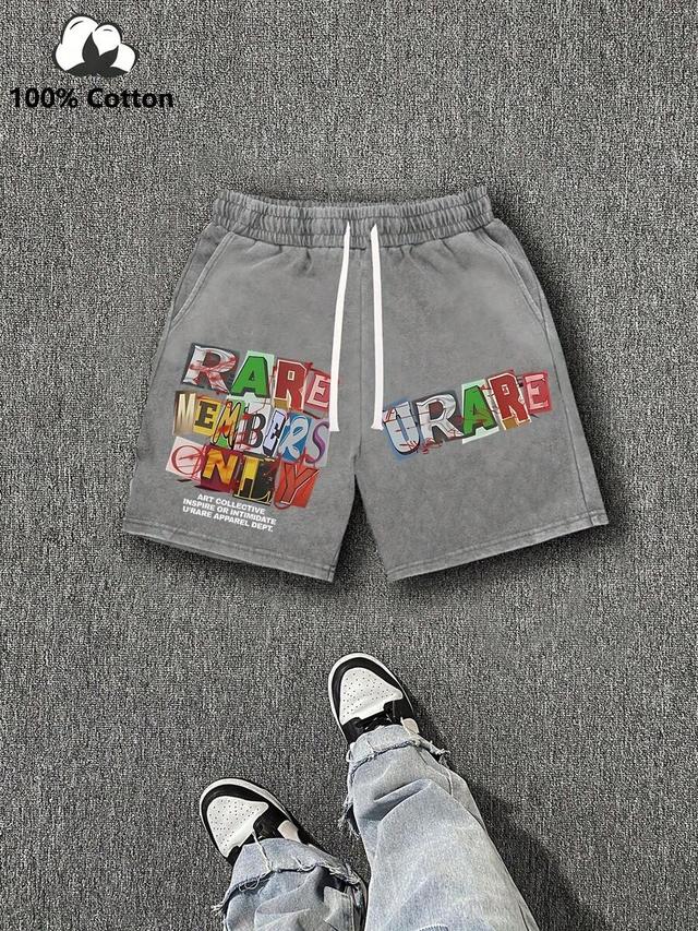 grey acid wash graphic print cotton lounge shorts