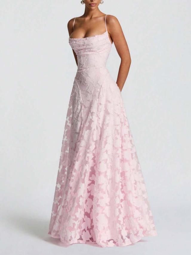 pink floral textured slip maxi dress
