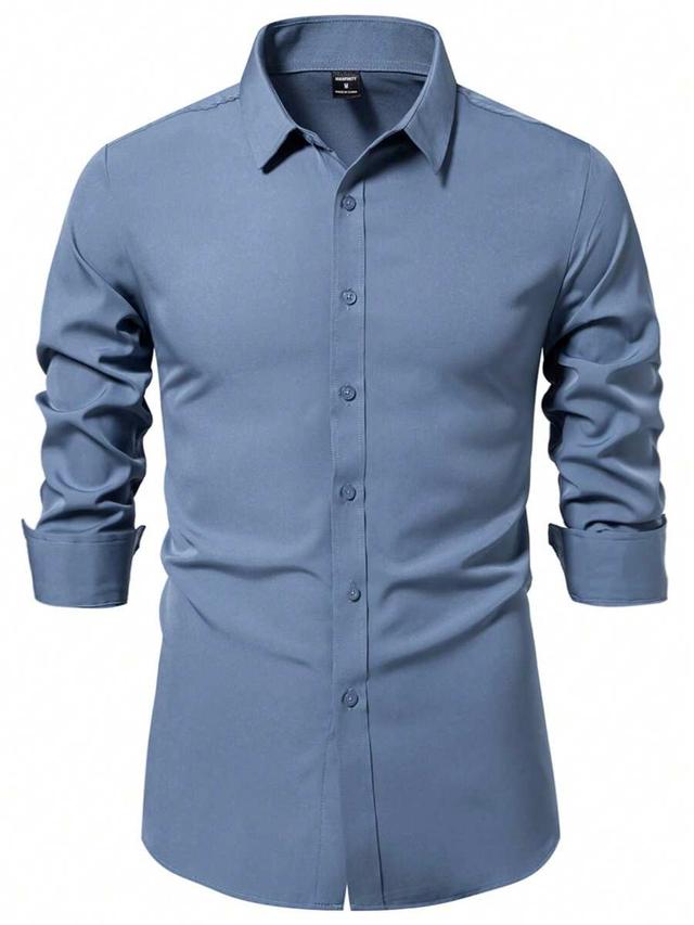 dusty blue slim fit long sleeve dress shirt