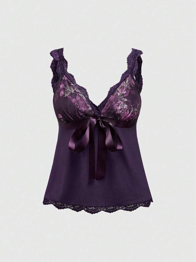 fairycore purple rose lace pattern camisole