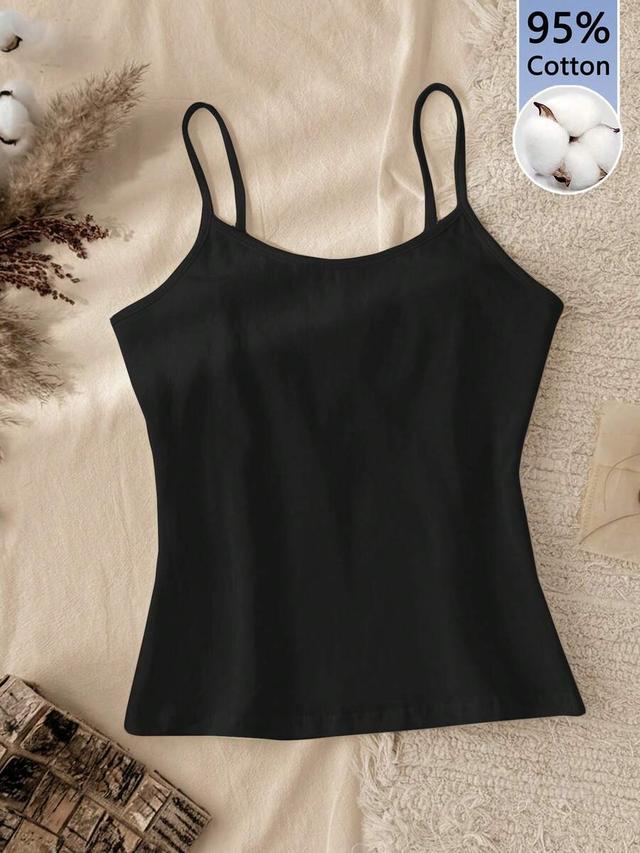 tseoso black cotton camisole tank top