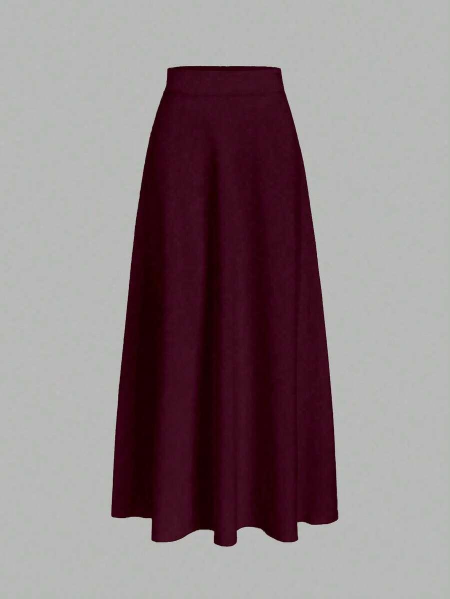 vela rue solid color flared skirt