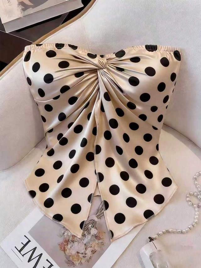 champagne polka dot twist bandeau top