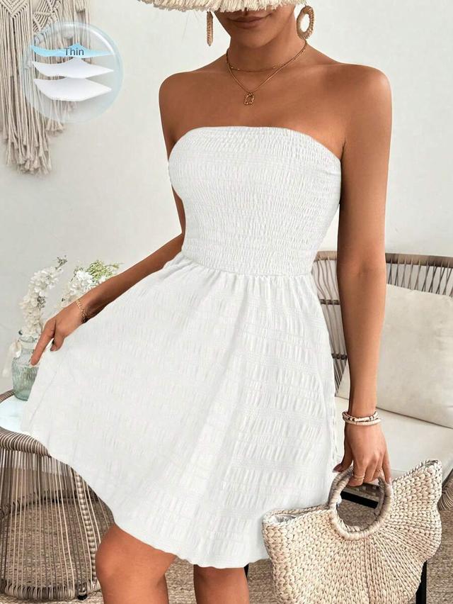 breezaya white strapless ruched summer beach dress