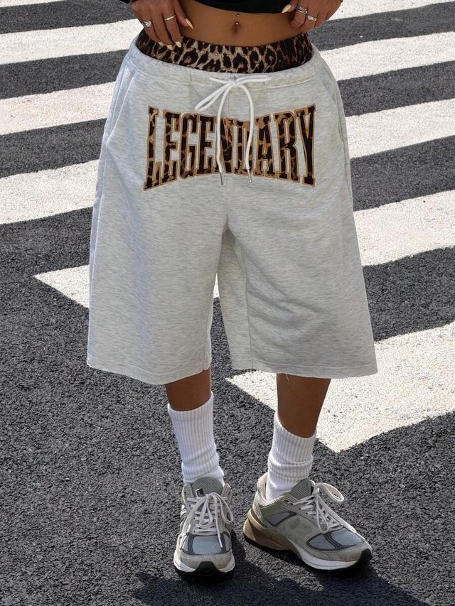 muchica drawstring waist letter print casual daily sweatpants