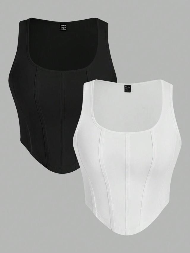 white asymmetric hem fitted tank top