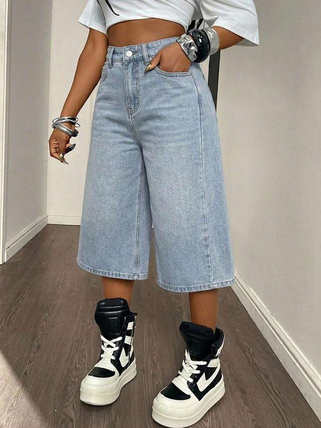 dazy high waist light blue washed denim shorts