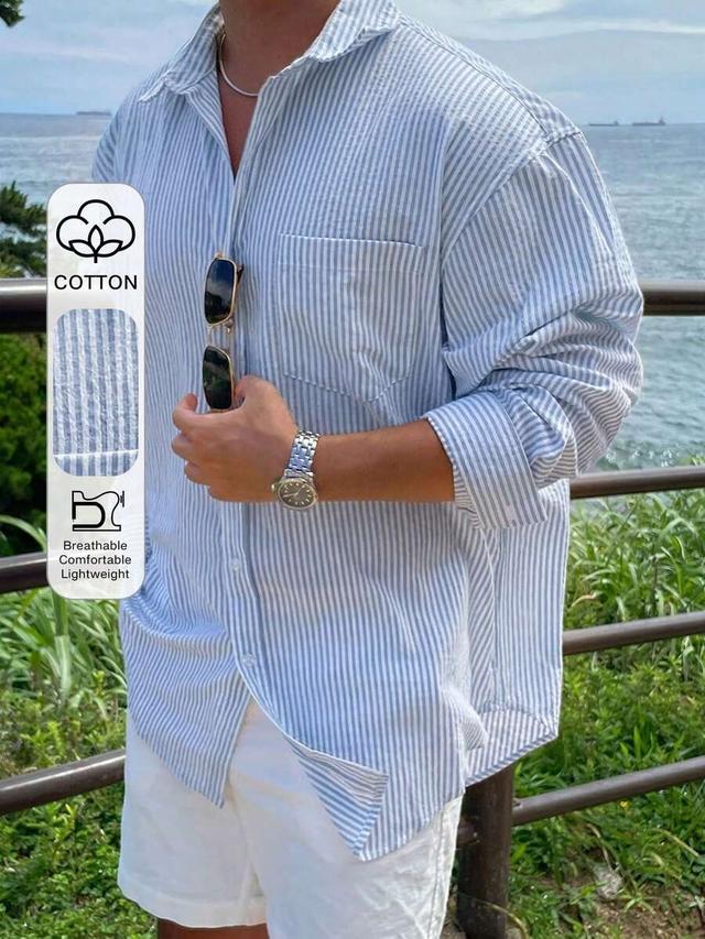 dazy blue striped long sleeve cotton shirt