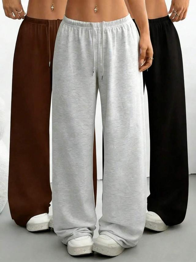 grey wide-leg elastic waist lounge pants