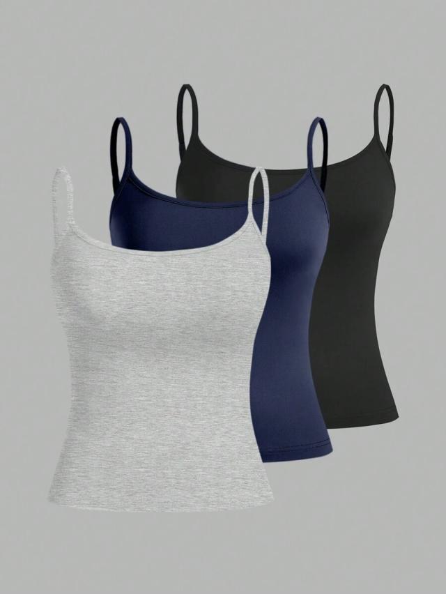 grey casual slim fit camisole tank top