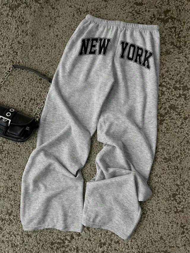 heather grey loose fit front tie sports pants