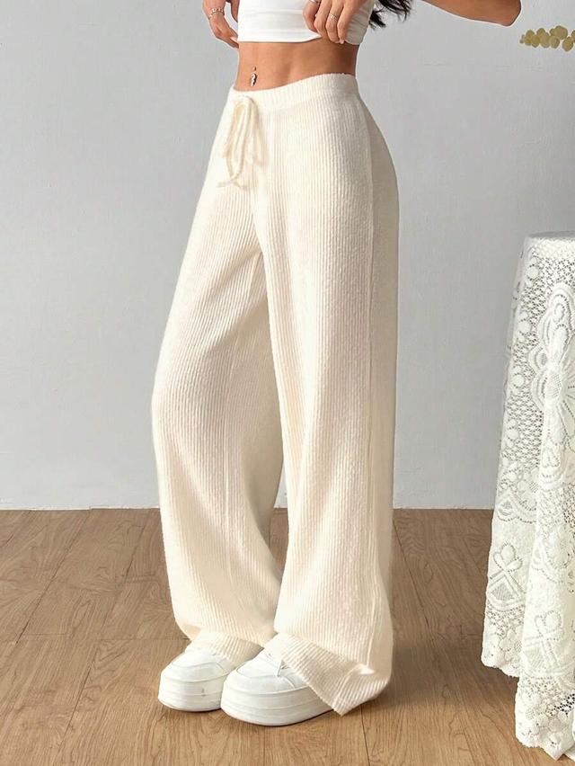 solid color casual loose wide leg trousers