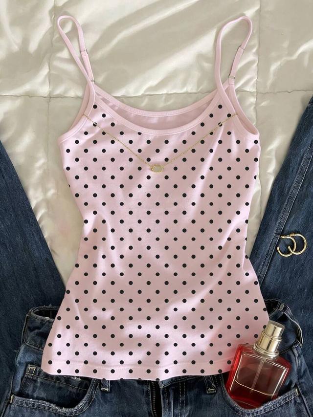 pink polka dot cotton camisole