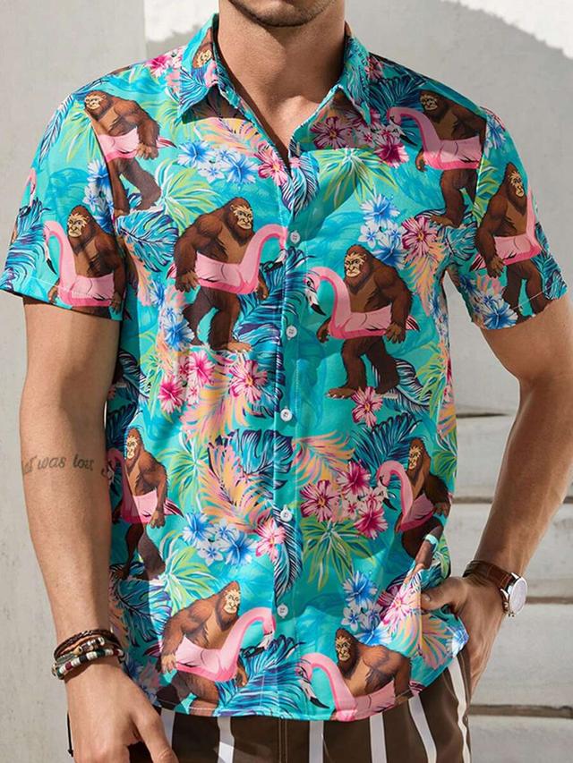 vivintimo men's animal printed short sleeve button up shirt