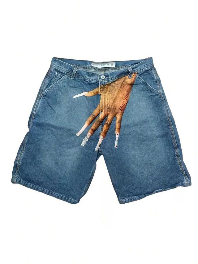 men's y2k loose hip-hop workwear denim shorts
