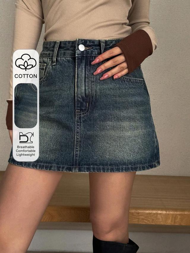 dazy tall women's regular waist short straight denim skirt
