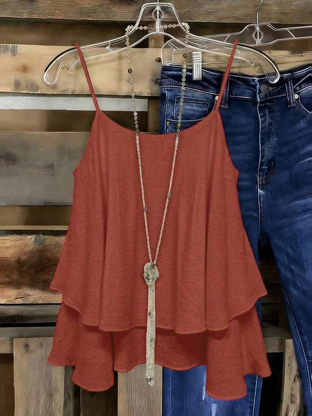 rust brown boho layered camisole tank top