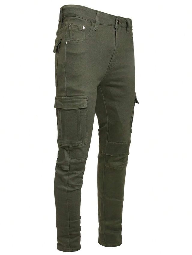 olive green slim fit cargo jeans