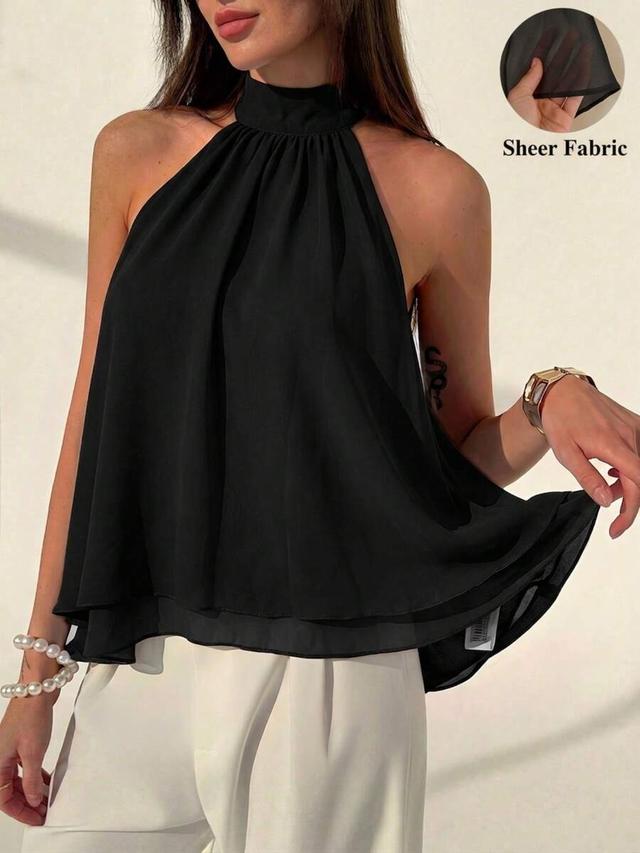 eggplant purple chiffon halter neck ruched camisole
