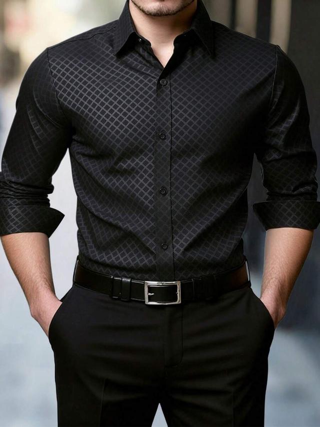 manfinity mode men's diamond pattern formal shirt
