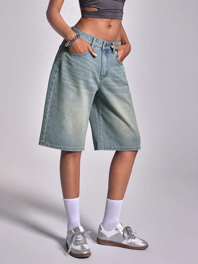 light wash denim bermuda shorts