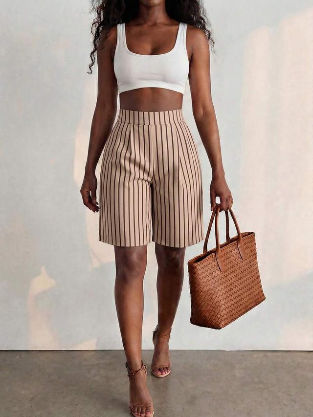 oversized striped high-waisted tailored shorts