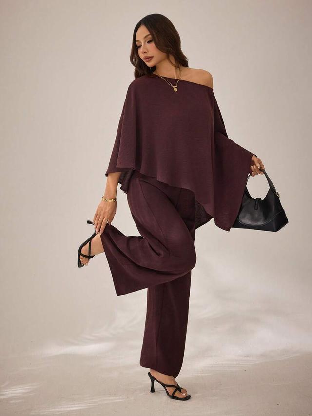 burgundy one-shoulder asymmetrical draped top