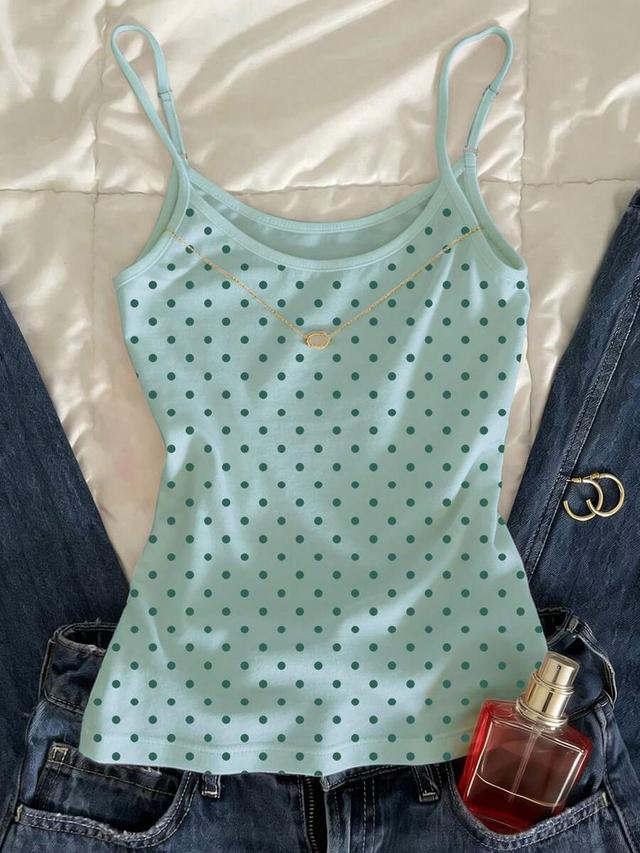 light green polka dot cotton camisole